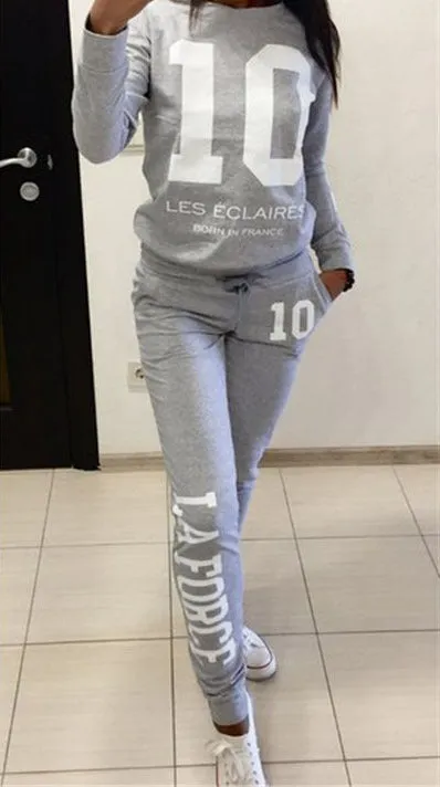 2 Piece Set Hoodies Sweatshirt Top Jogging Tracksuit