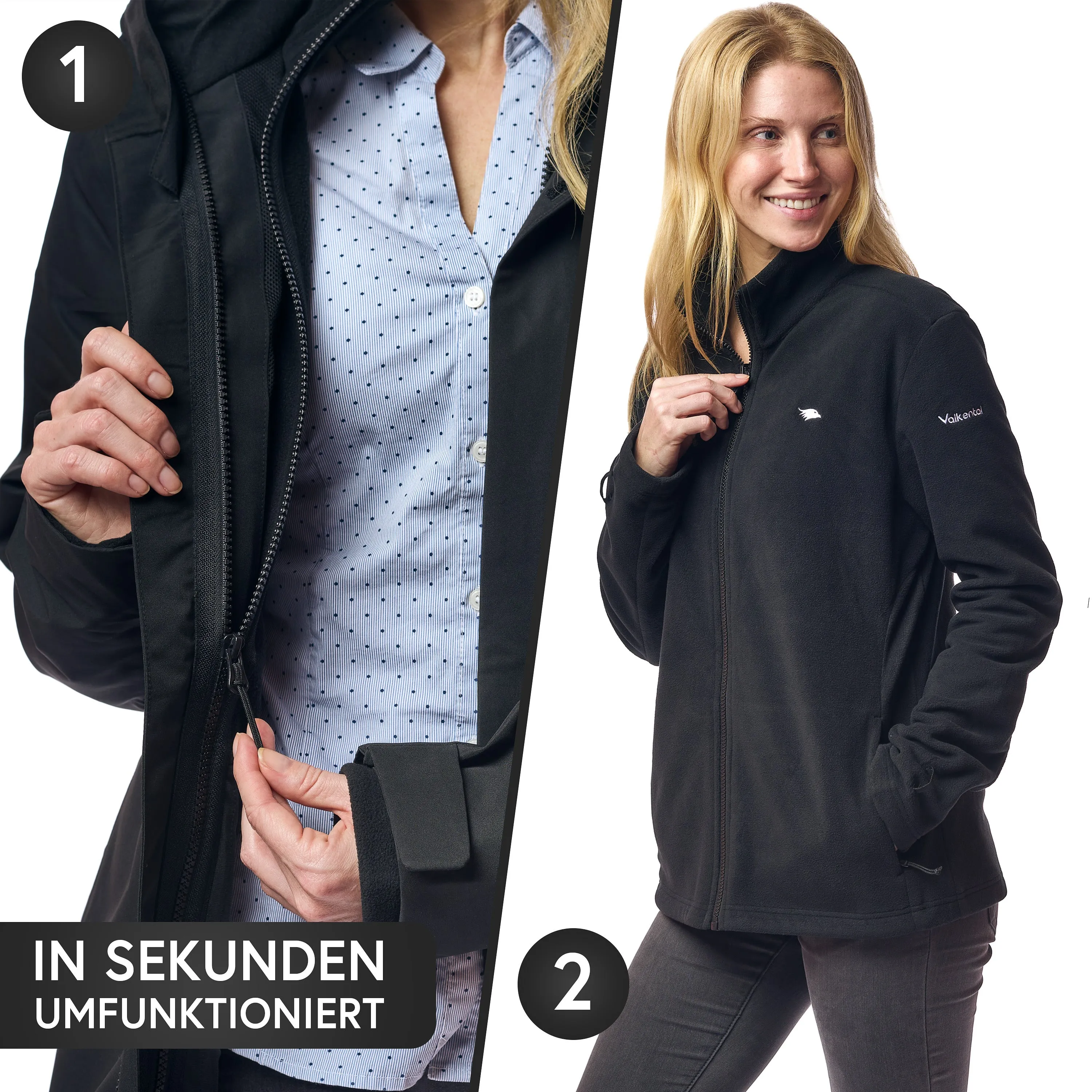 3in1 Smart Jacket - Wasserdichte Jacke mit Fleece Zipp-In - Damen