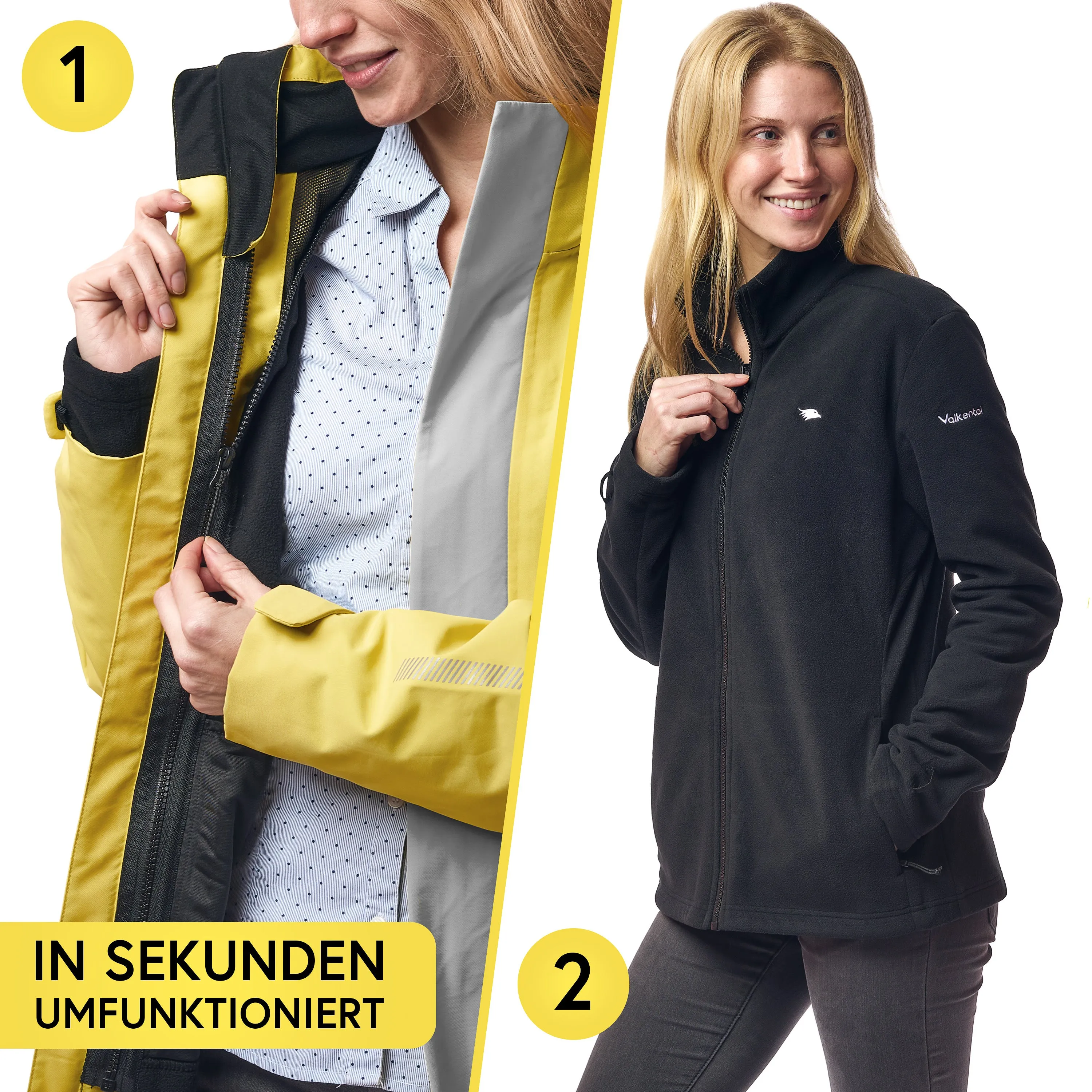 3in1 Smart Jacket - Wasserdichte Jacke mit Fleece Zipp-In - Damen