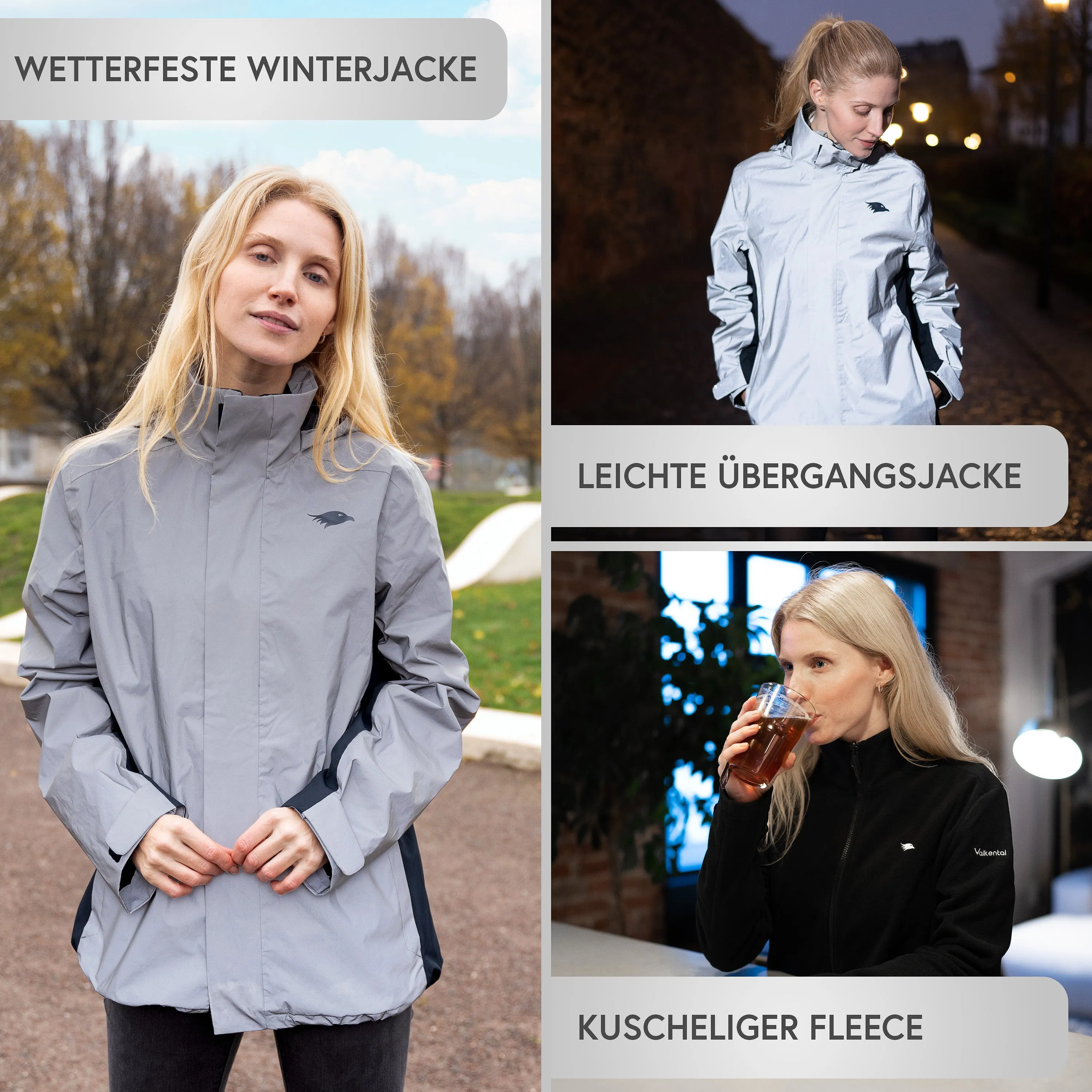 3in1 Smart Jacket - Wasserdichte Jacke mit Fleece Zipp-In - Damen