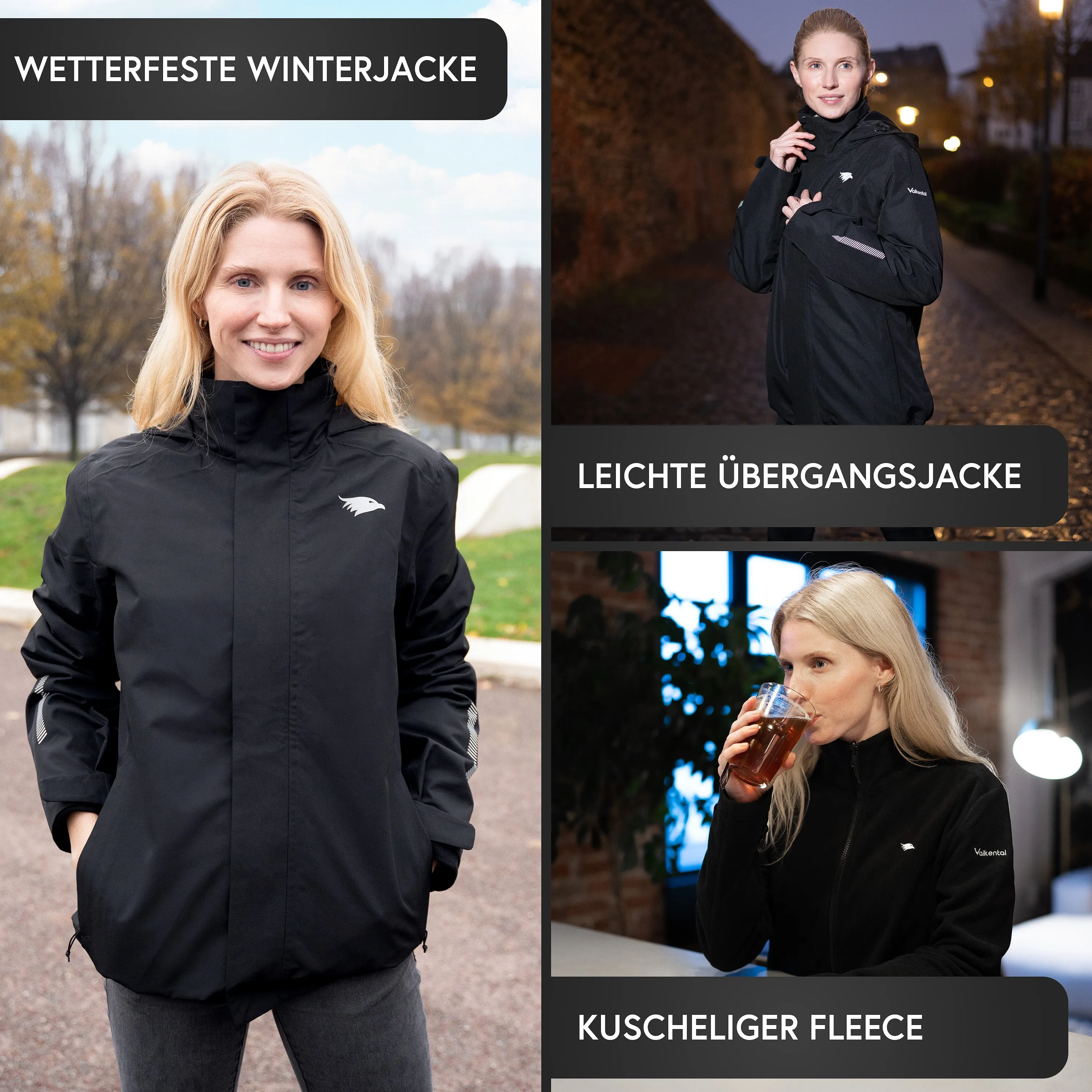 3in1 Smart Jacket - Wasserdichte Jacke mit Fleece Zipp-In - Damen