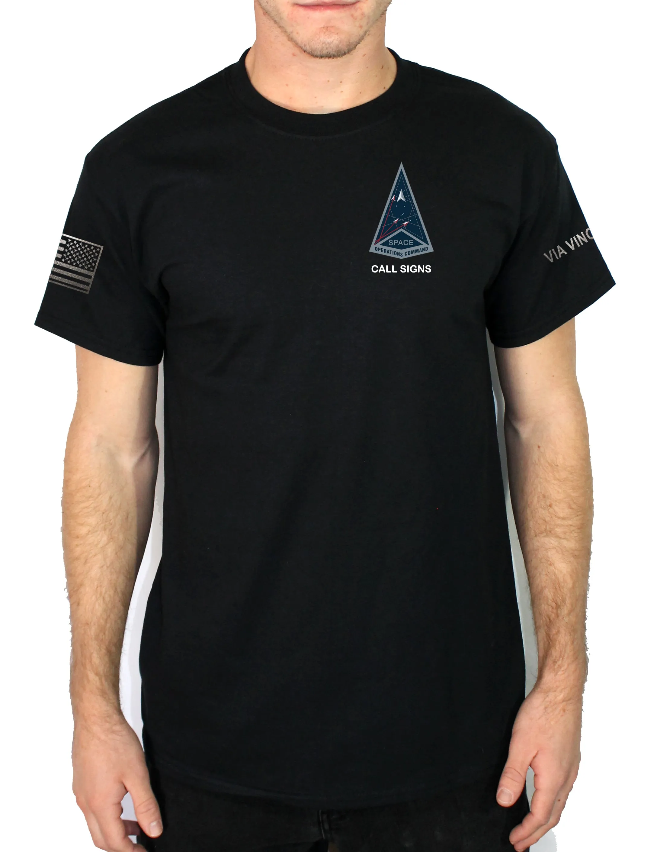 50-50 Blend Black on Black Unisex PT Short Sleeve Shirt. Approved for PT