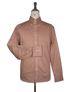 60s Style Orange and Khaki  Argyle Shirt