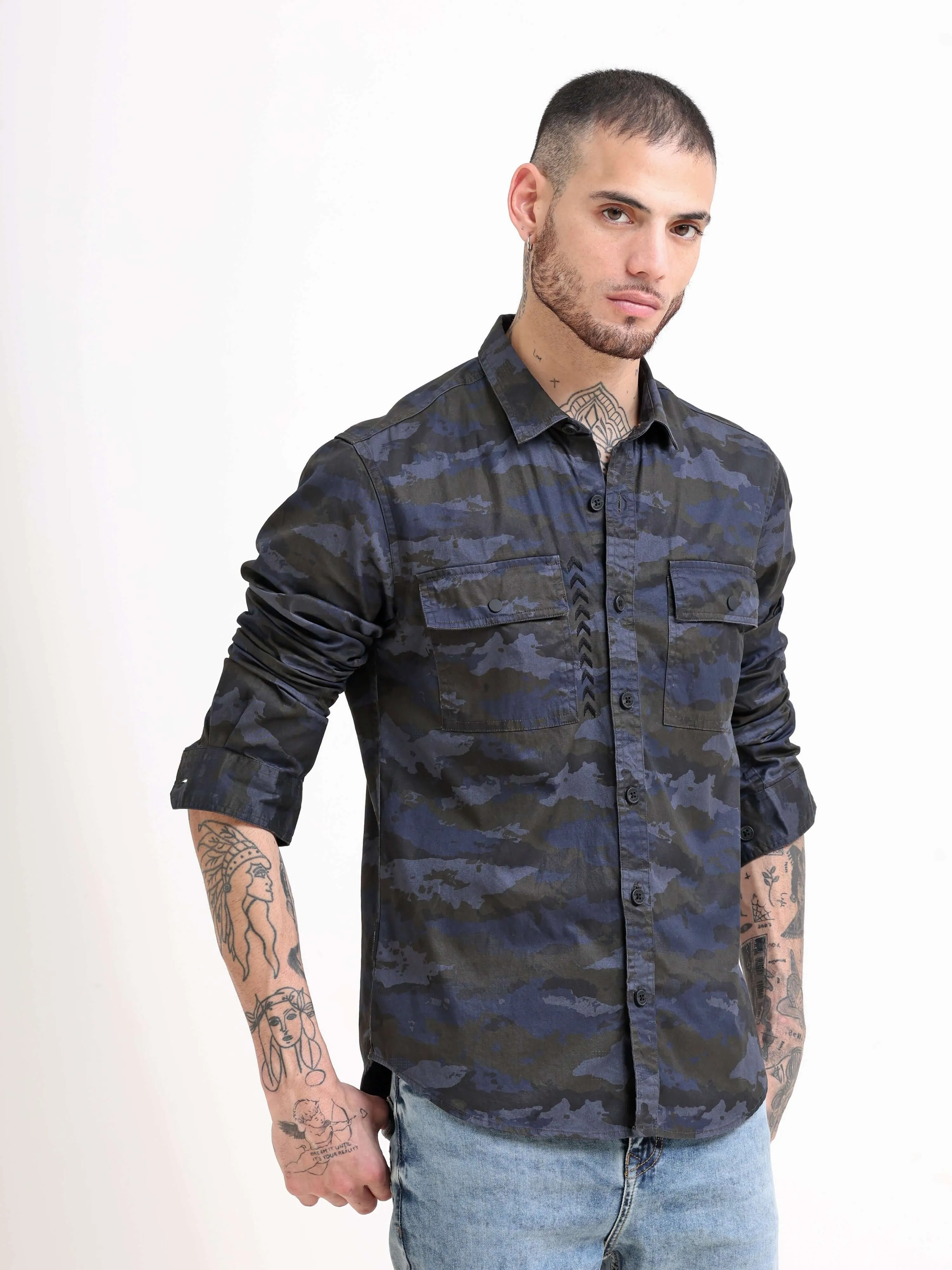 Army Navy Camo Cargo Shirt