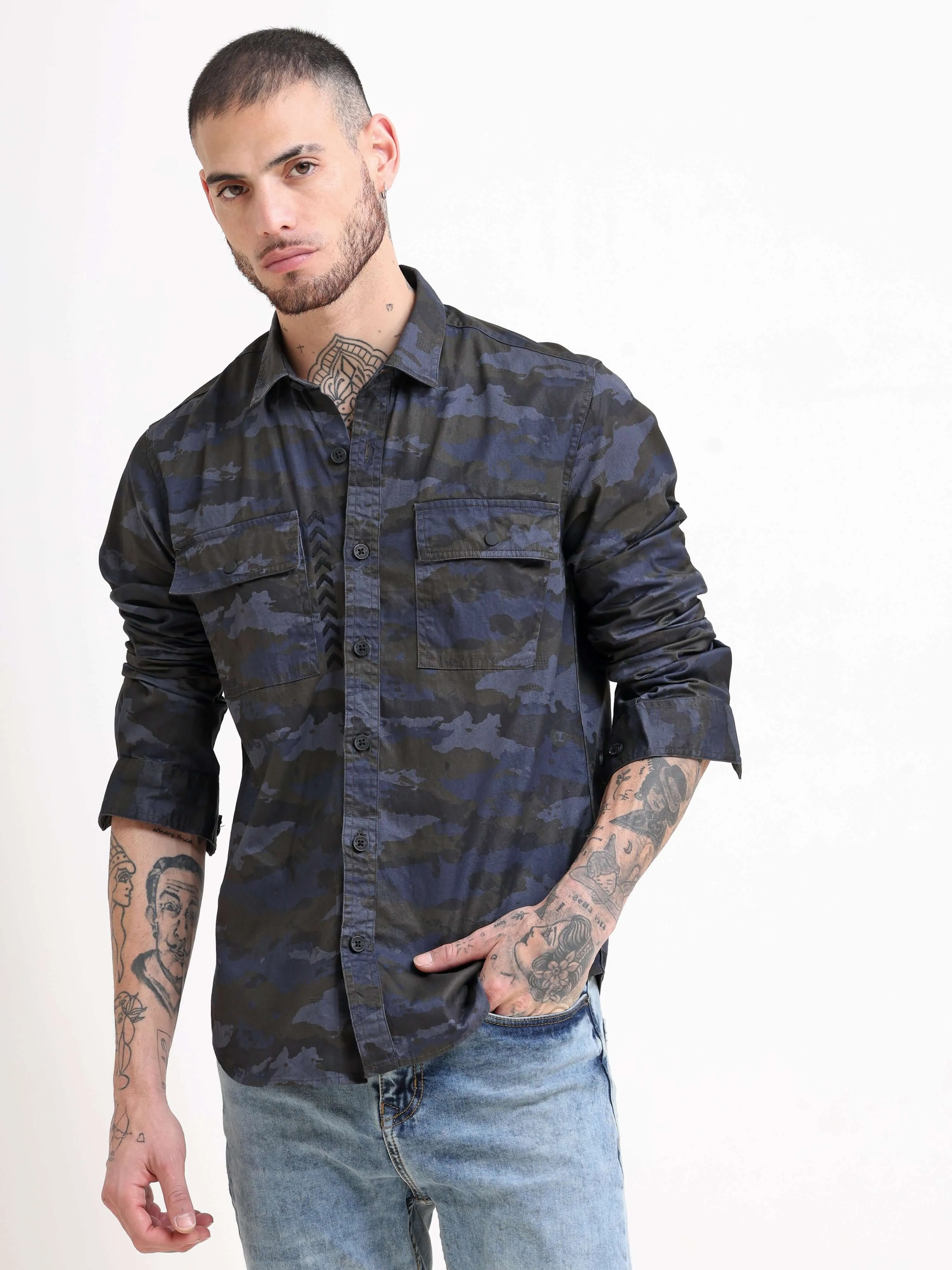 Army Navy Camo Cargo Shirt