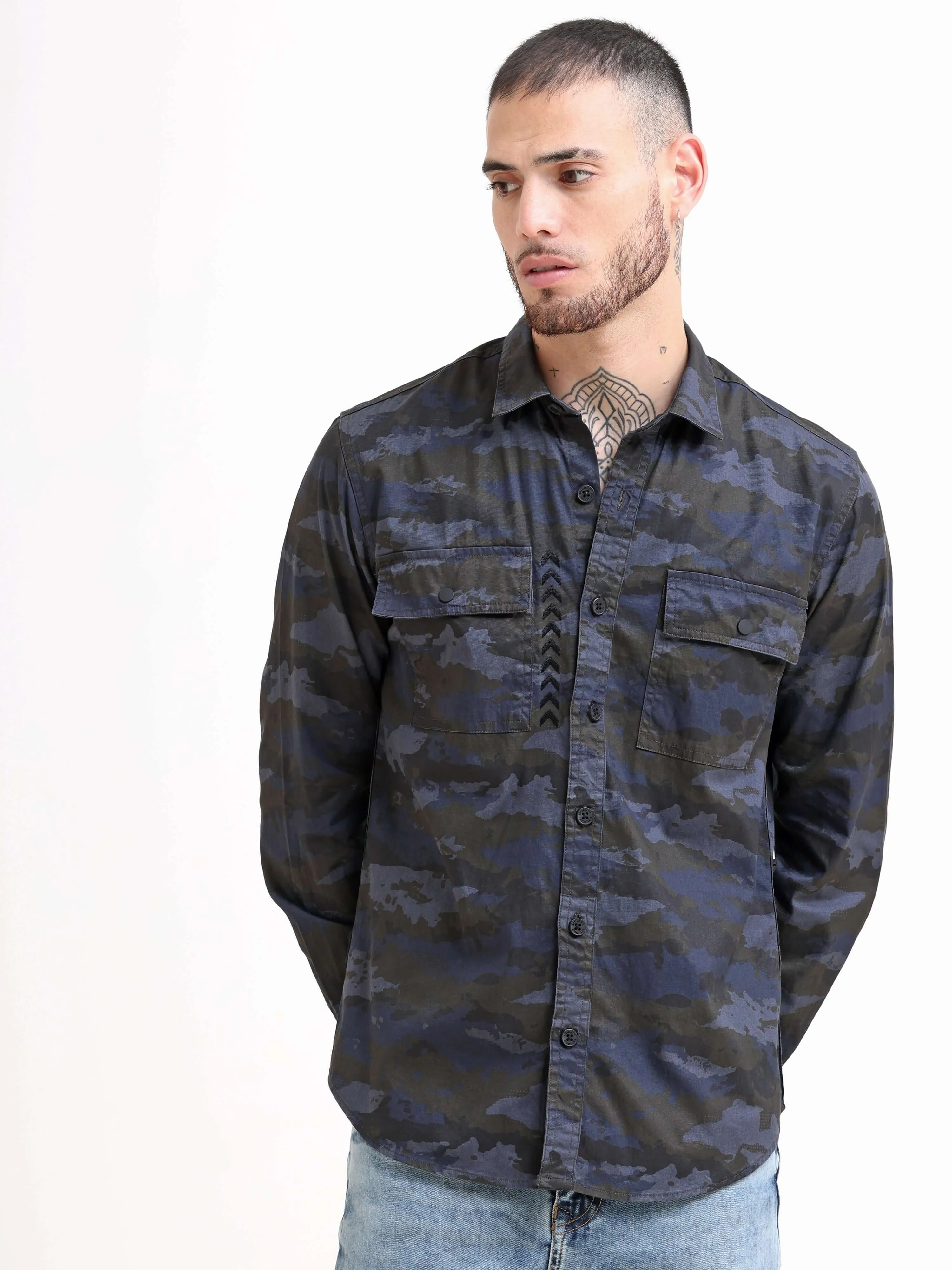 Army Navy Camo Cargo Shirt