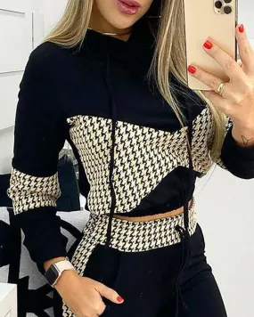 Autumn 2021  Elegant Female Stylish Print Blouse Pant Suits Tracksuit Casual Outfit for Jogging