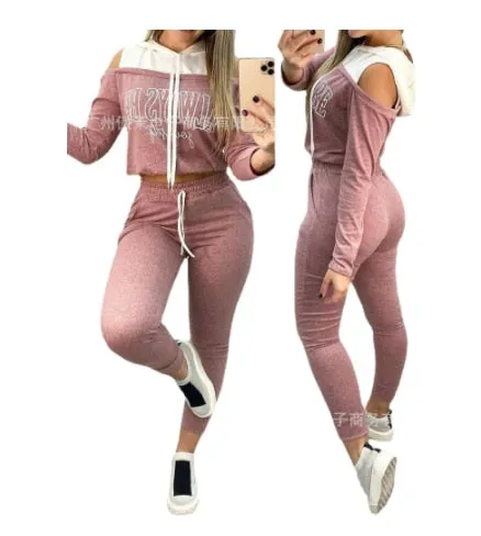 Autumn 2021  Elegant Female Stylish Print Blouse Pant Suits Tracksuit Casual Outfit for Jogging