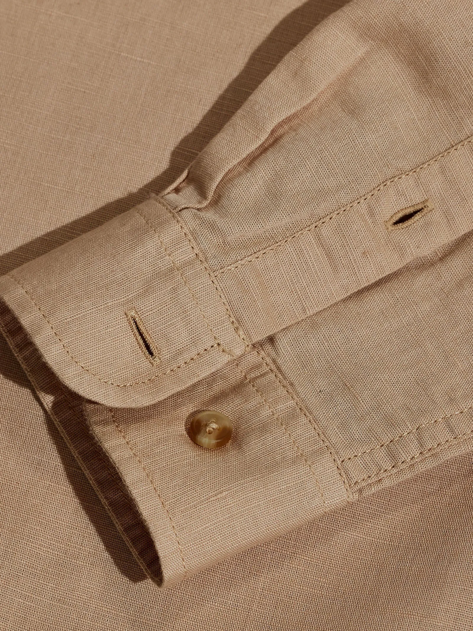 Beige Linen Cargo Shirt