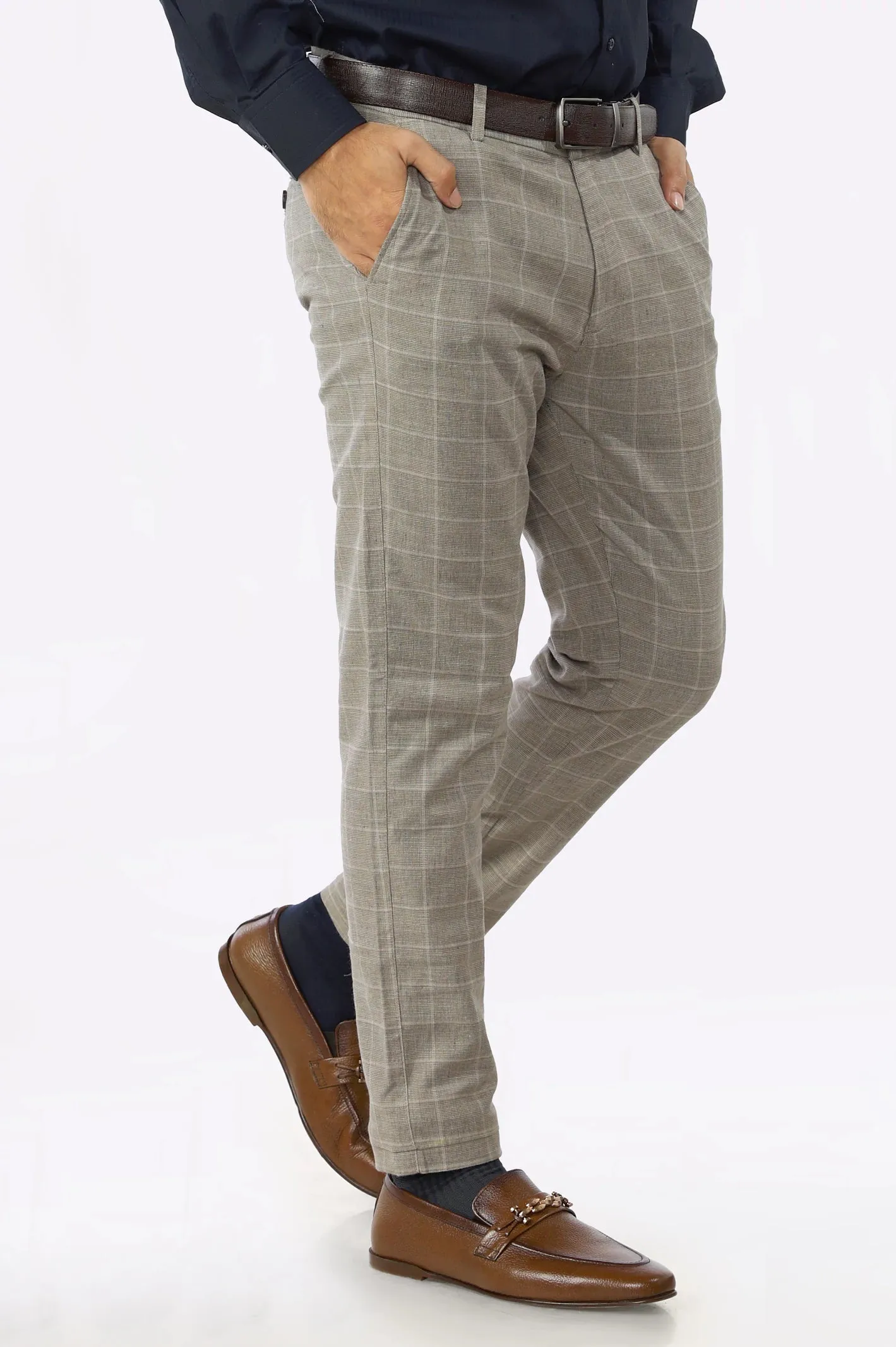 Beige Smart Fit Cotton Chino