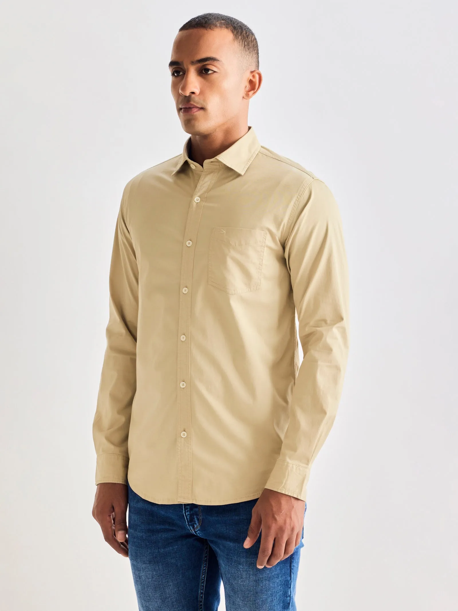 Beige Solid Shirt