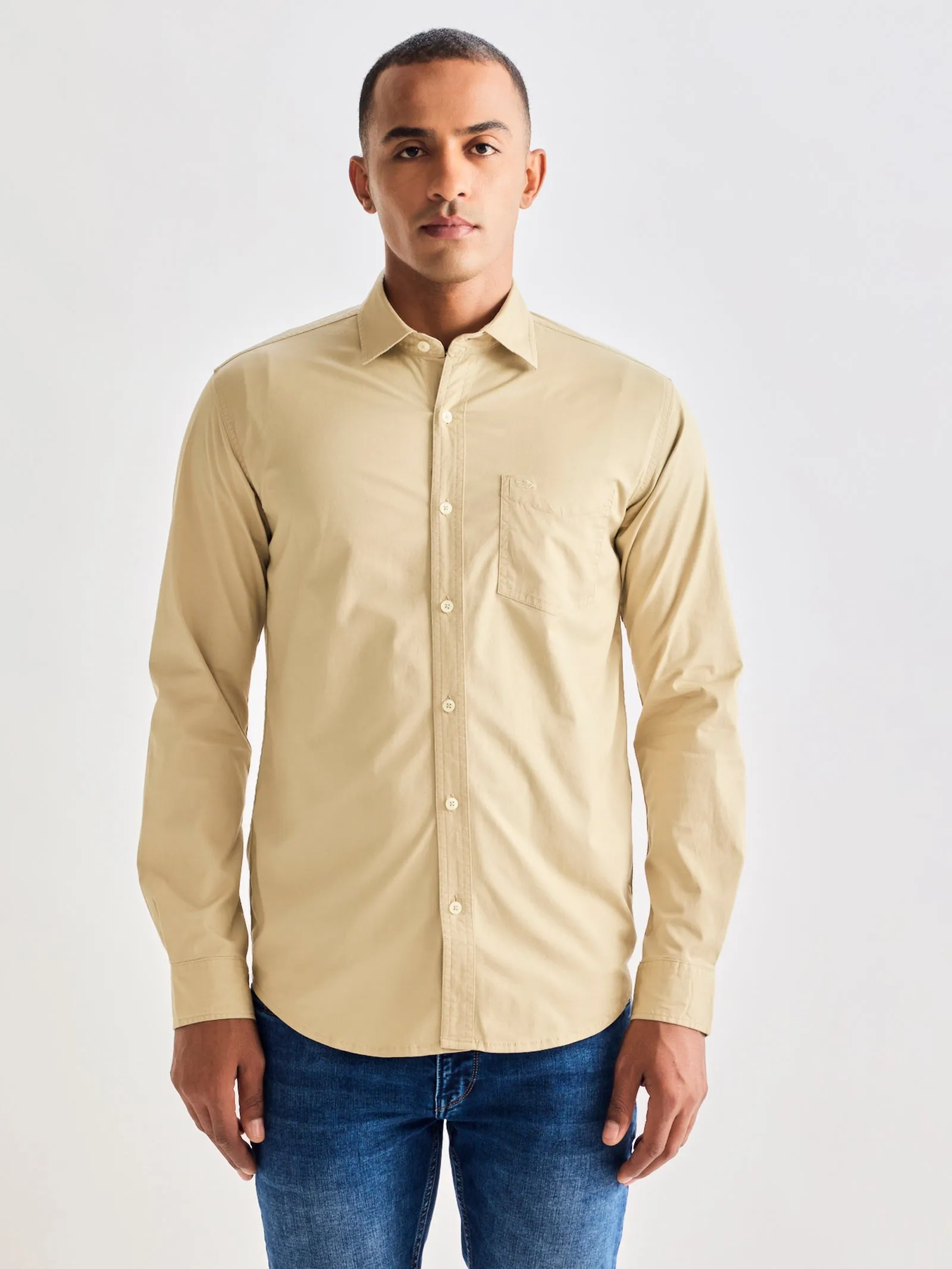 Beige Solid Shirt