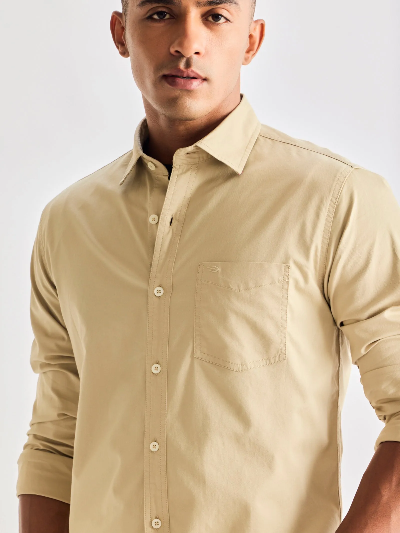 Beige Solid Shirt