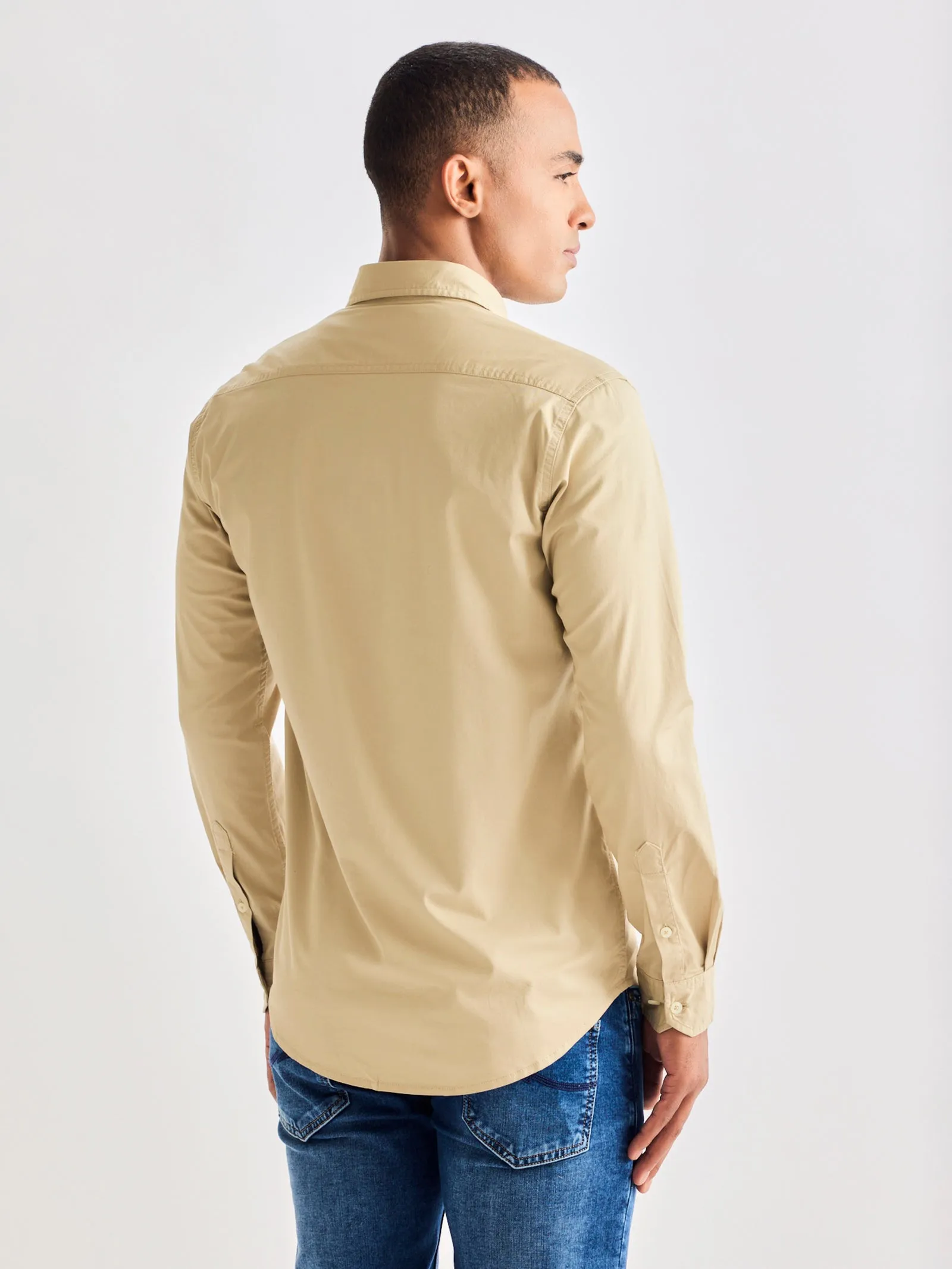 Beige Solid Shirt