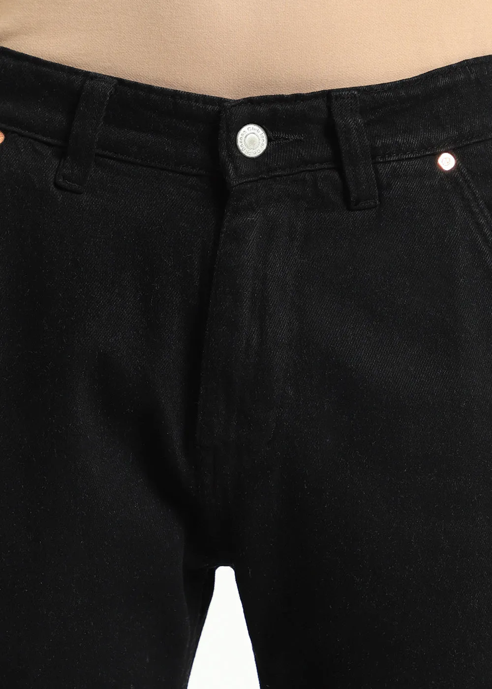 Black Double Pocket Cargo Denim