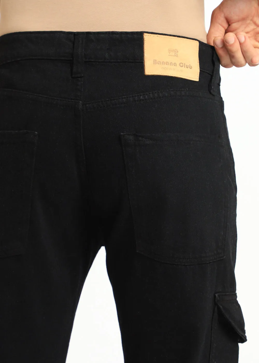 Black Double Pocket Cargo Denim