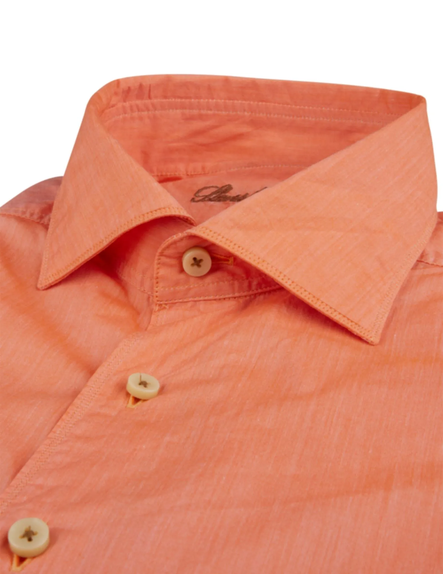 Casual Orange Poplin Shirt | Fitted Body