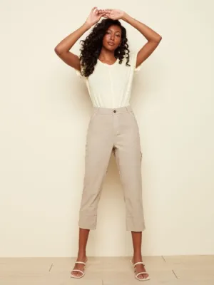 COTTON CANVAS CARGO CAPRI