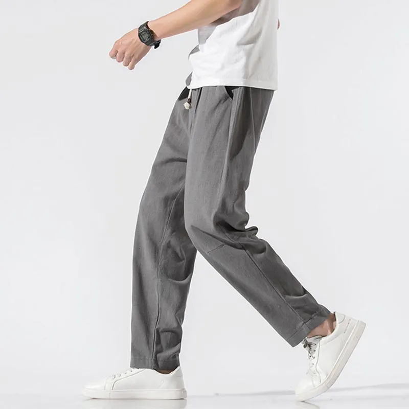 Cotton Linen Straight Casual Pants