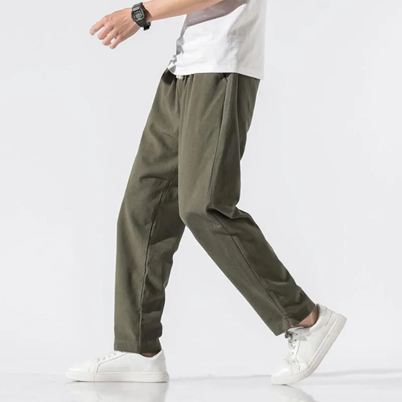 Cotton Linen Straight Casual Pants