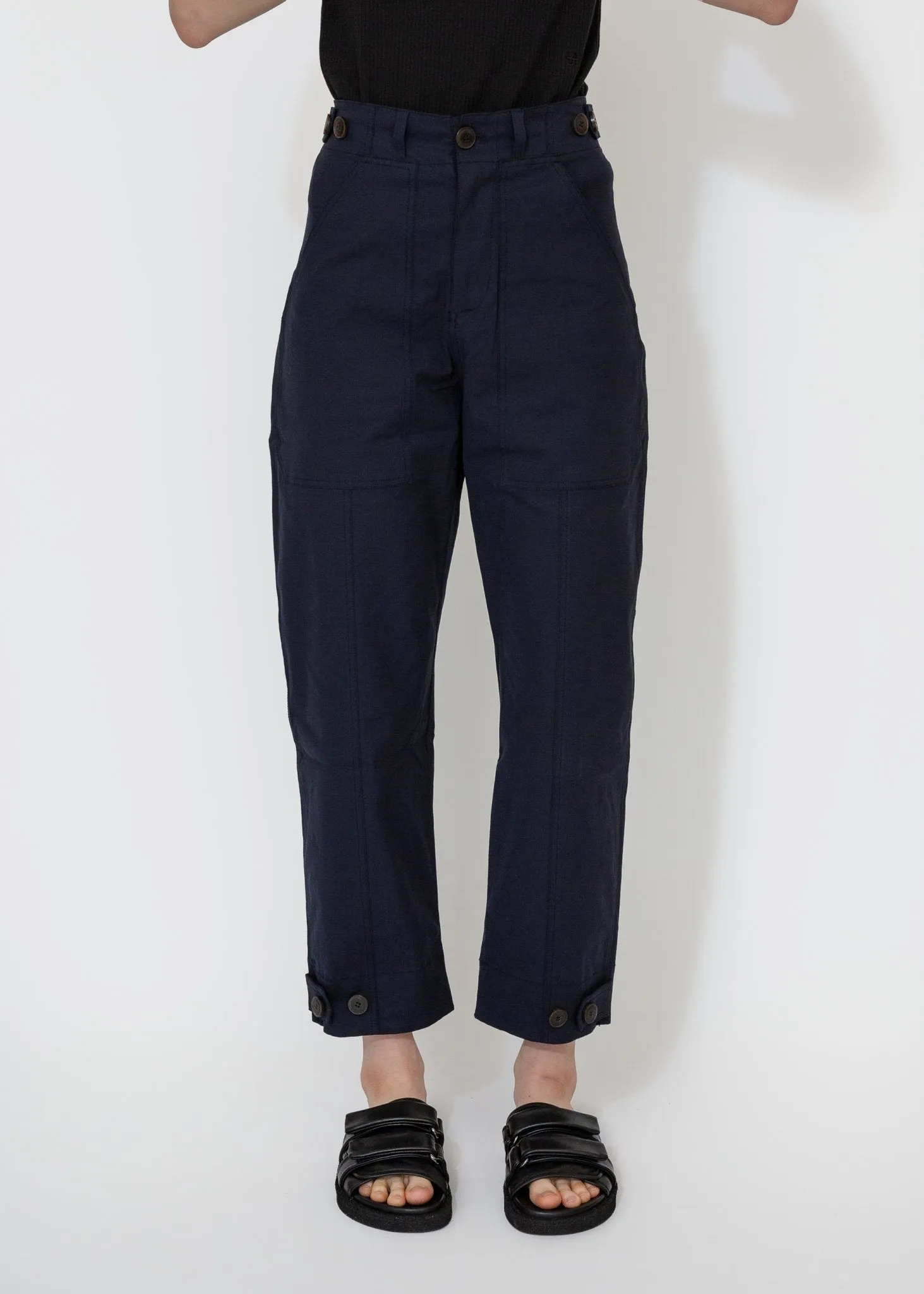 Cropped Workwear Pants in Navy