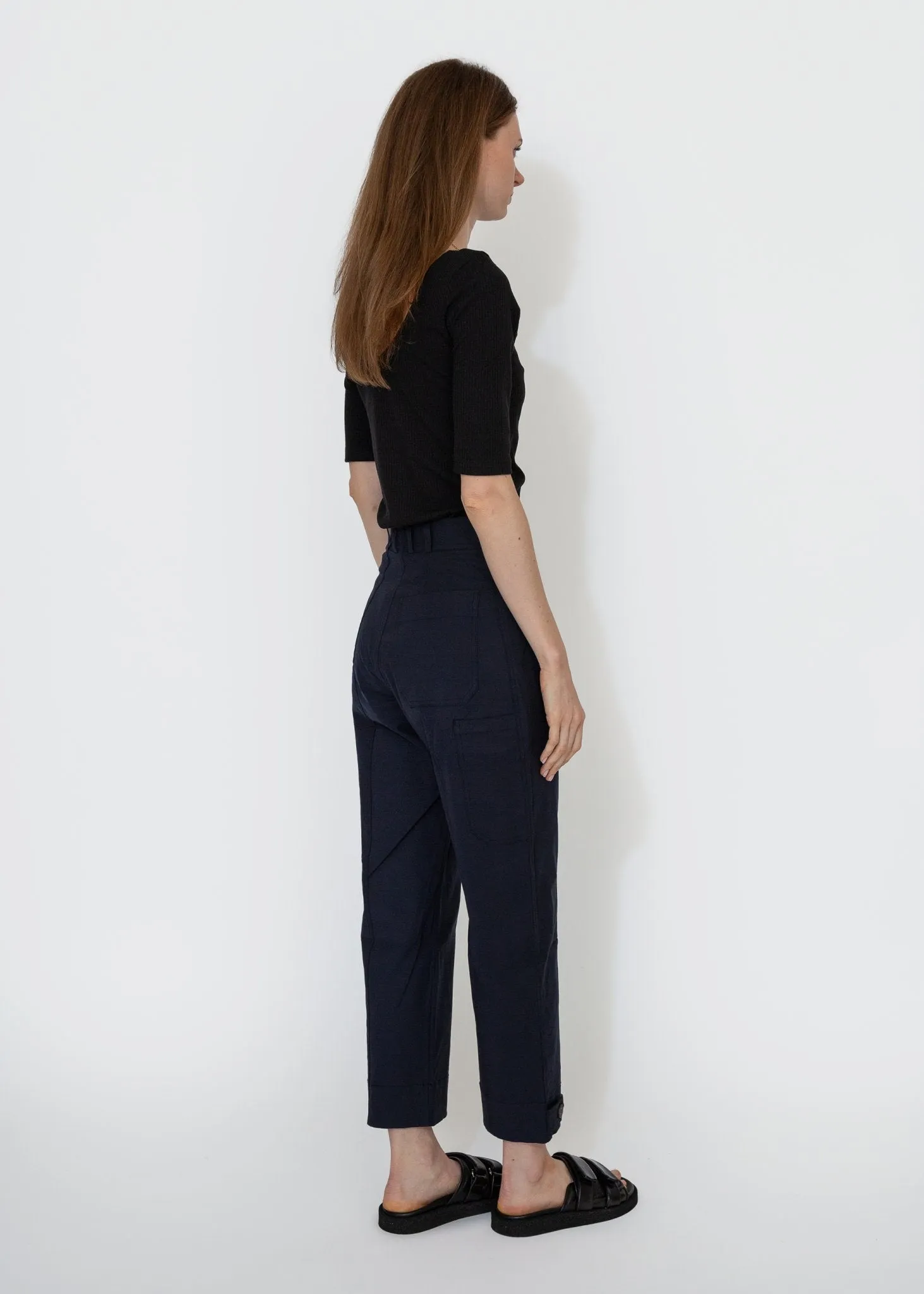 Cropped Workwear Pants in Navy