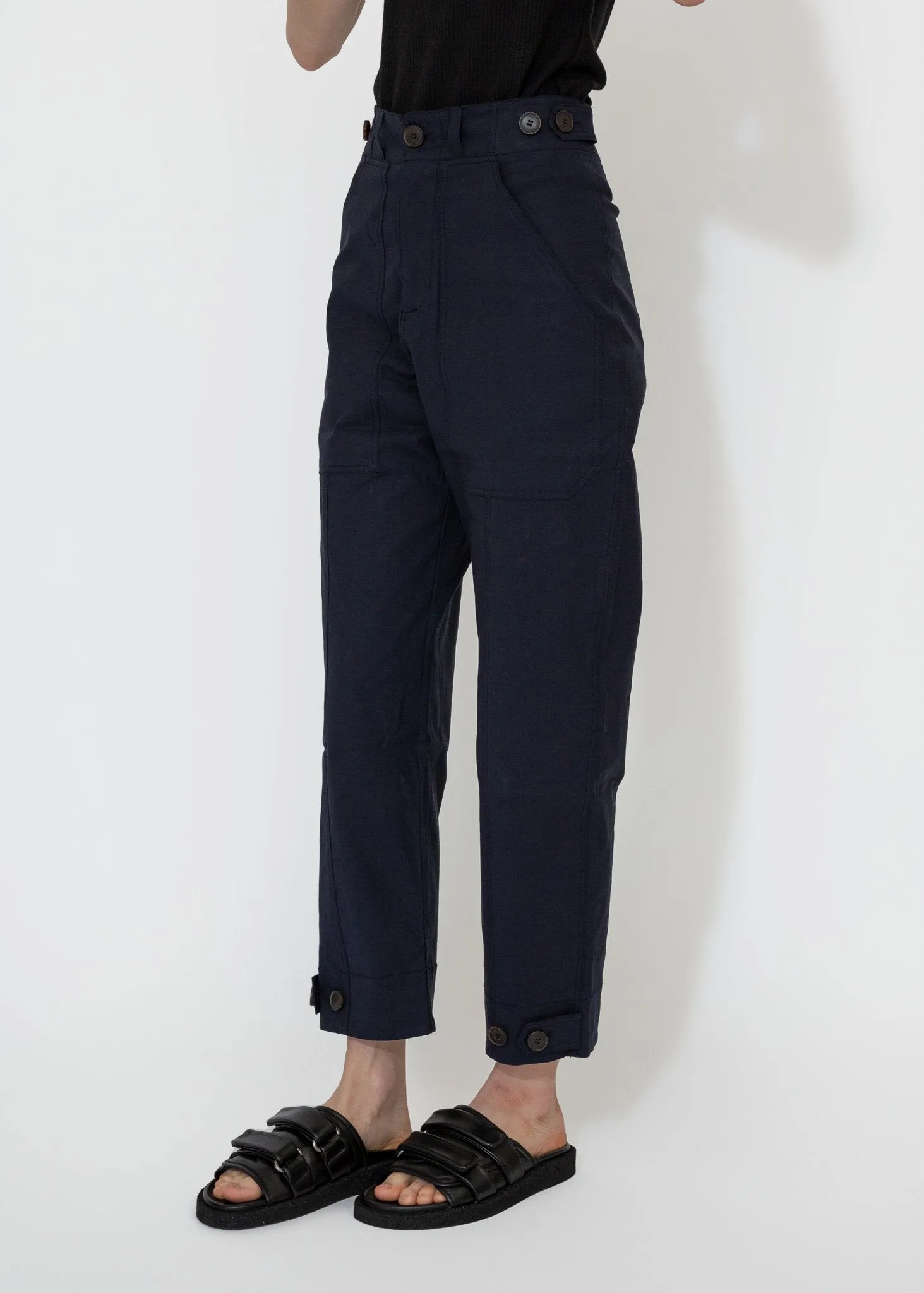 Cropped Workwear Pants in Navy