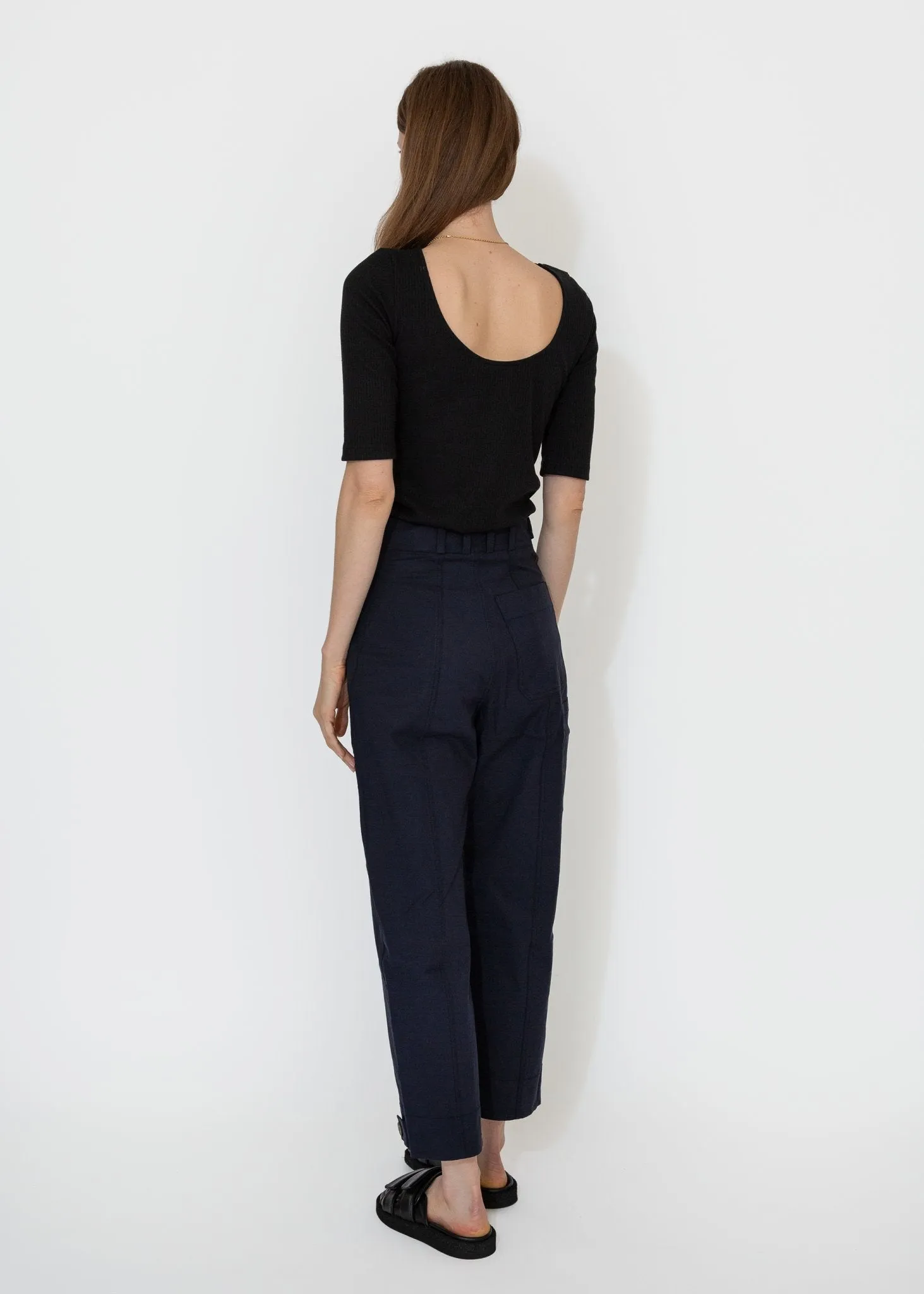 Cropped Workwear Pants in Navy