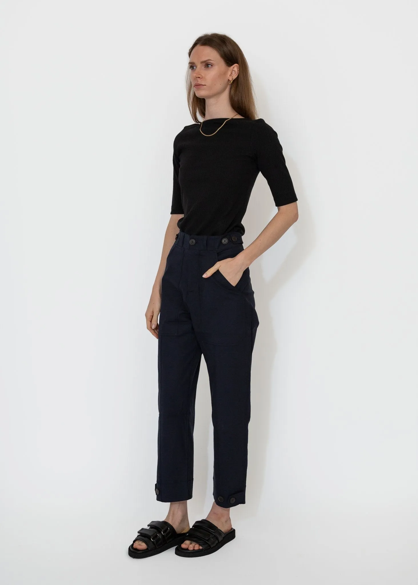 Cropped Workwear Pants in Navy