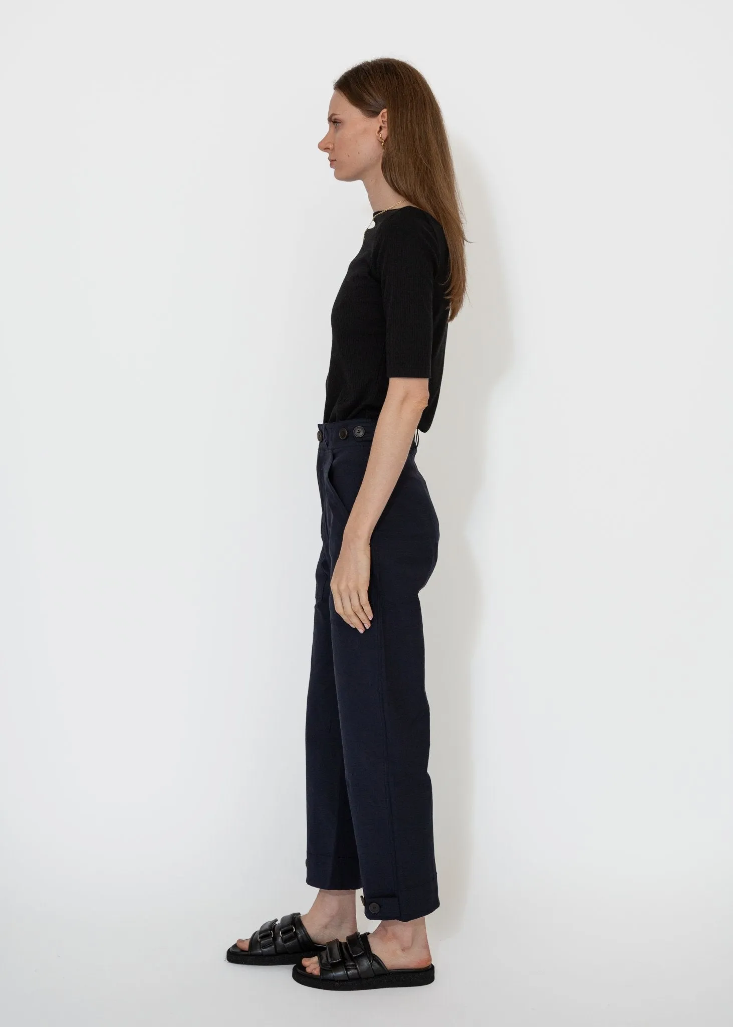 Cropped Workwear Pants in Navy