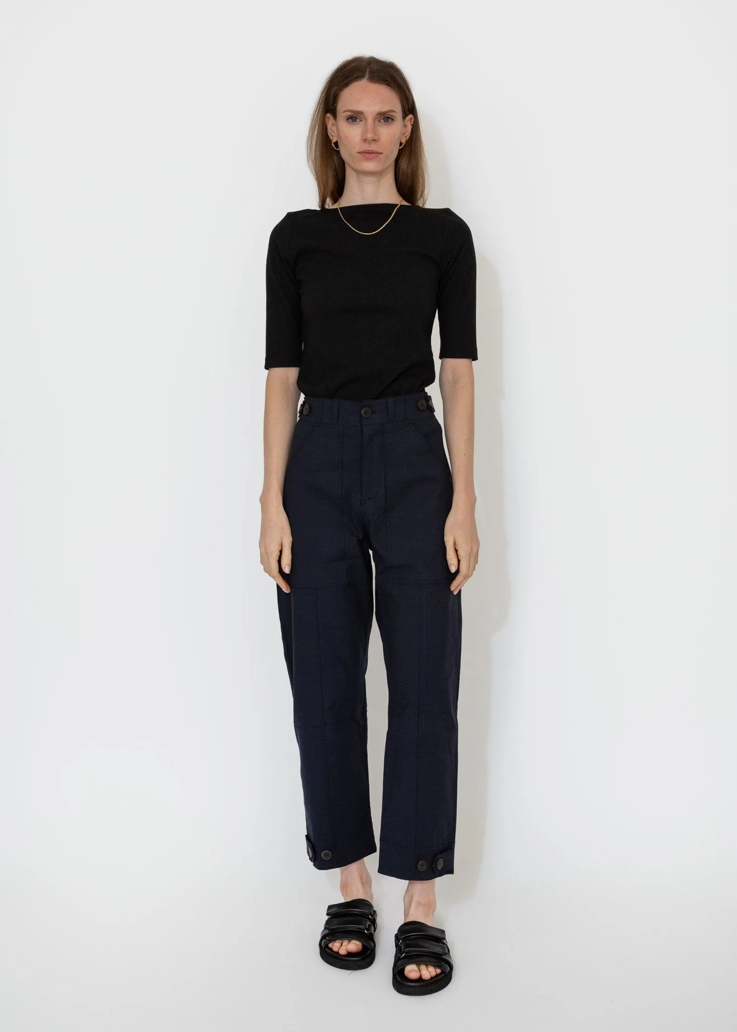 Cropped Workwear Pants in Navy