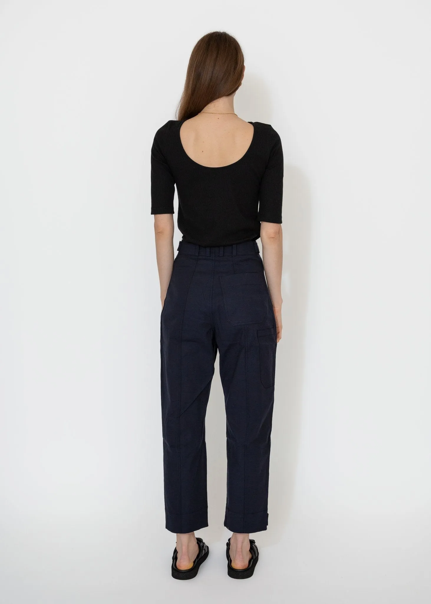 Cropped Workwear Pants in Navy