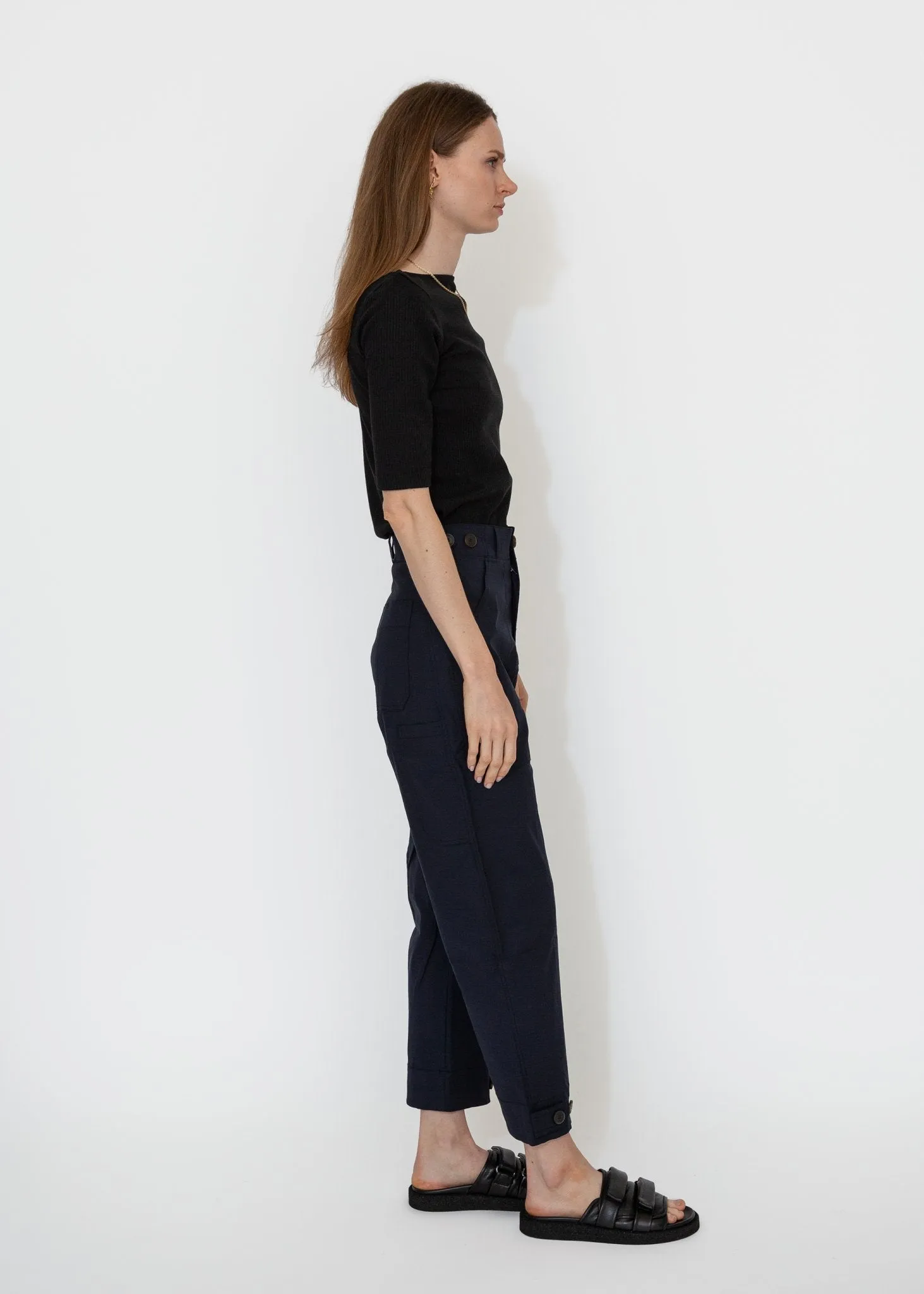 Cropped Workwear Pants in Navy