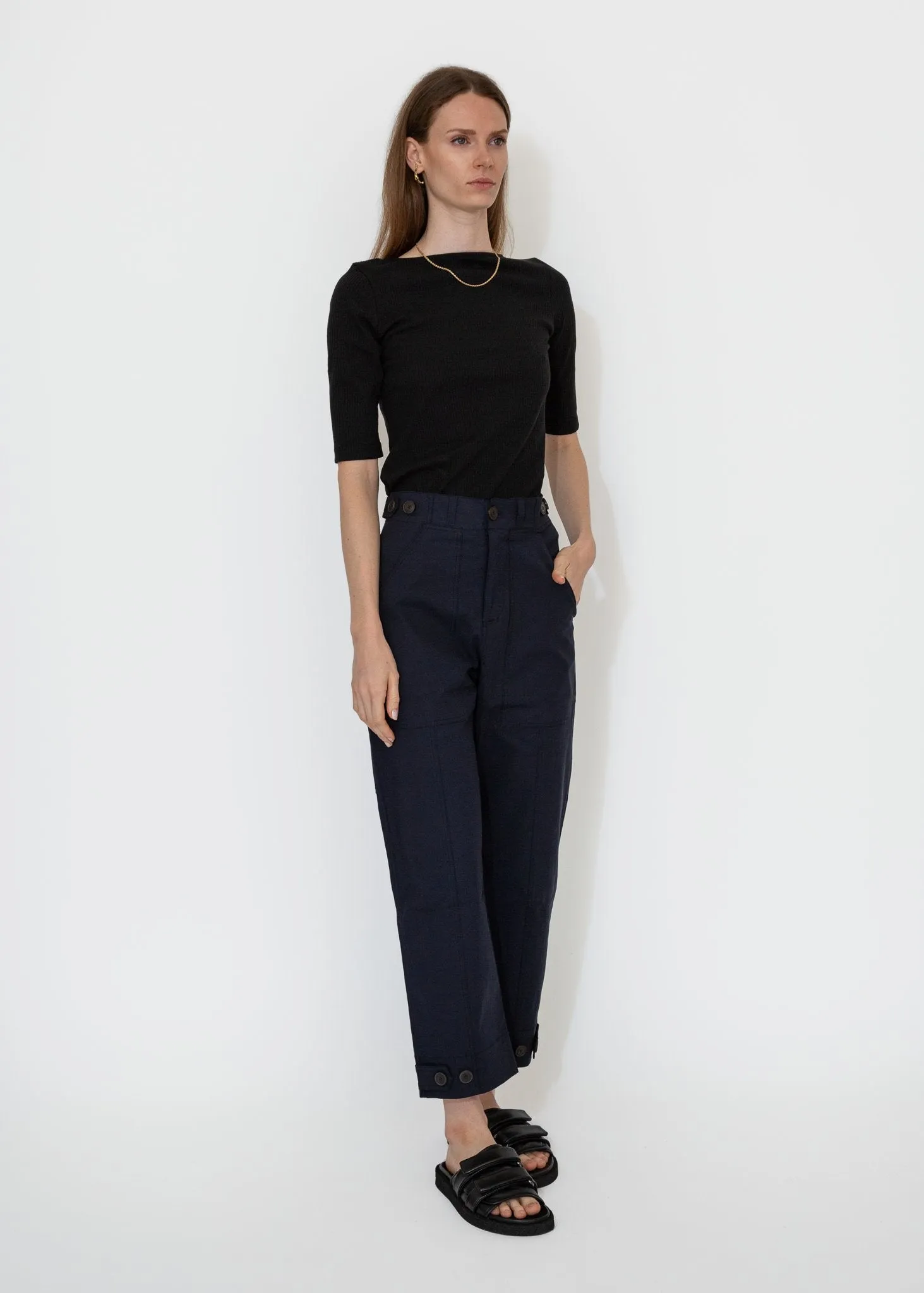 Cropped Workwear Pants in Navy