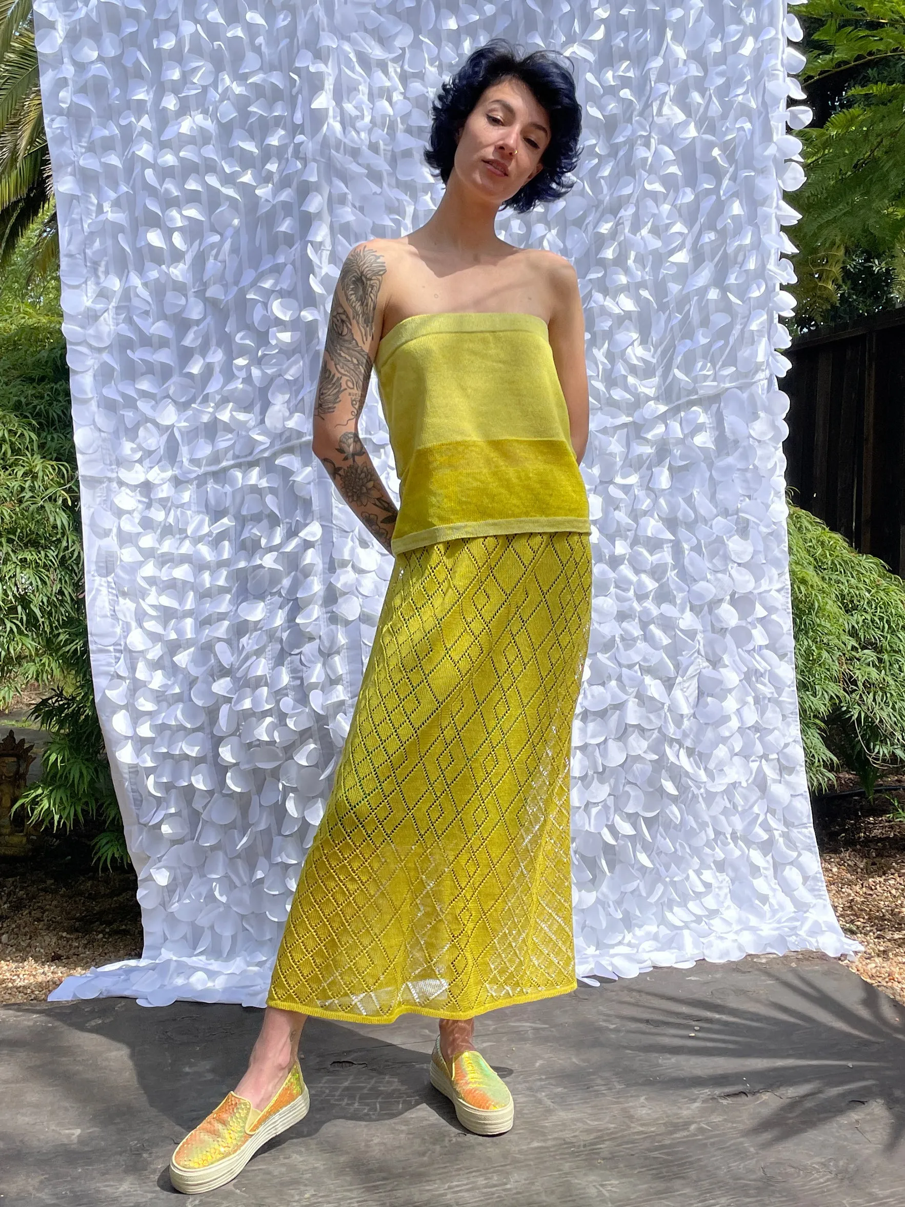 Diamond Pointelle Skirt - Yellow