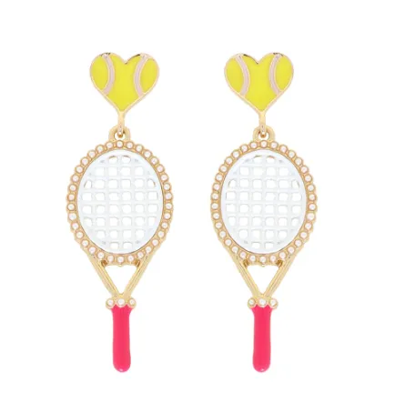 Enamel Sport Heart Drop Earring