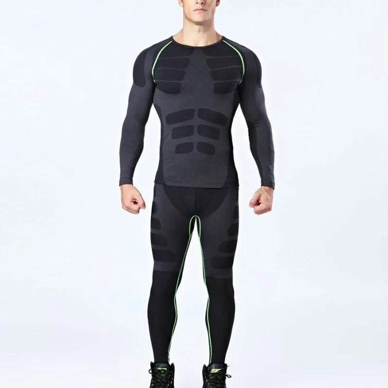 FANNAI Running T Shirt and Pants Men Compression Tights Underwear Sets Crossfit Bodybuilding Fitness Sport Jerseys Suit