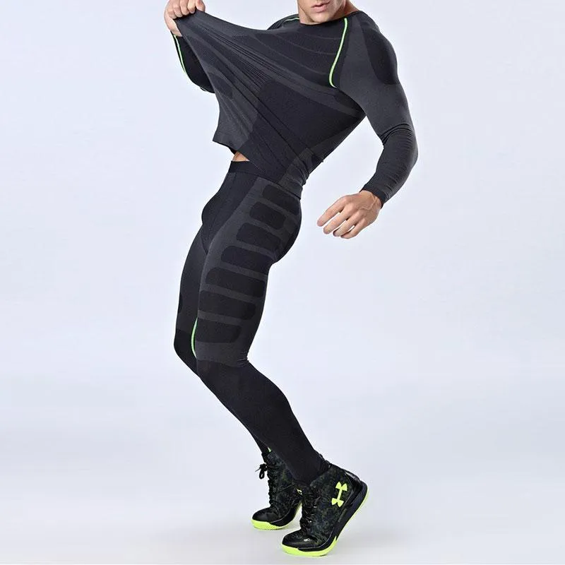 FANNAI Running T Shirt and Pants Men Compression Tights Underwear Sets Crossfit Bodybuilding Fitness Sport Jerseys Suit