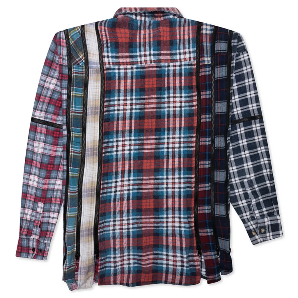 Flannel Shirt 7 Cuts Zipped Wide Shirt - Assorted