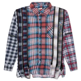 Flannel Shirt 7 Cuts Zipped Wide Shirt - Assorted