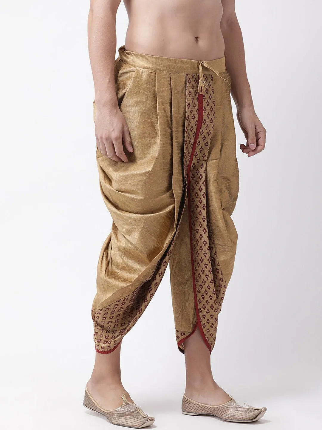 Golden & Maroon Silk Dhoti Pants