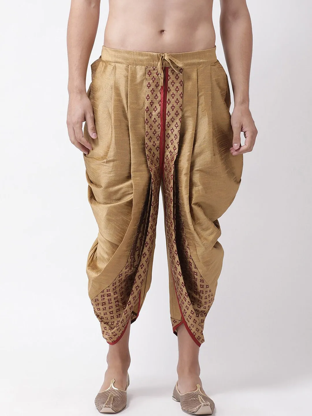 Golden & Maroon Silk Dhoti Pants