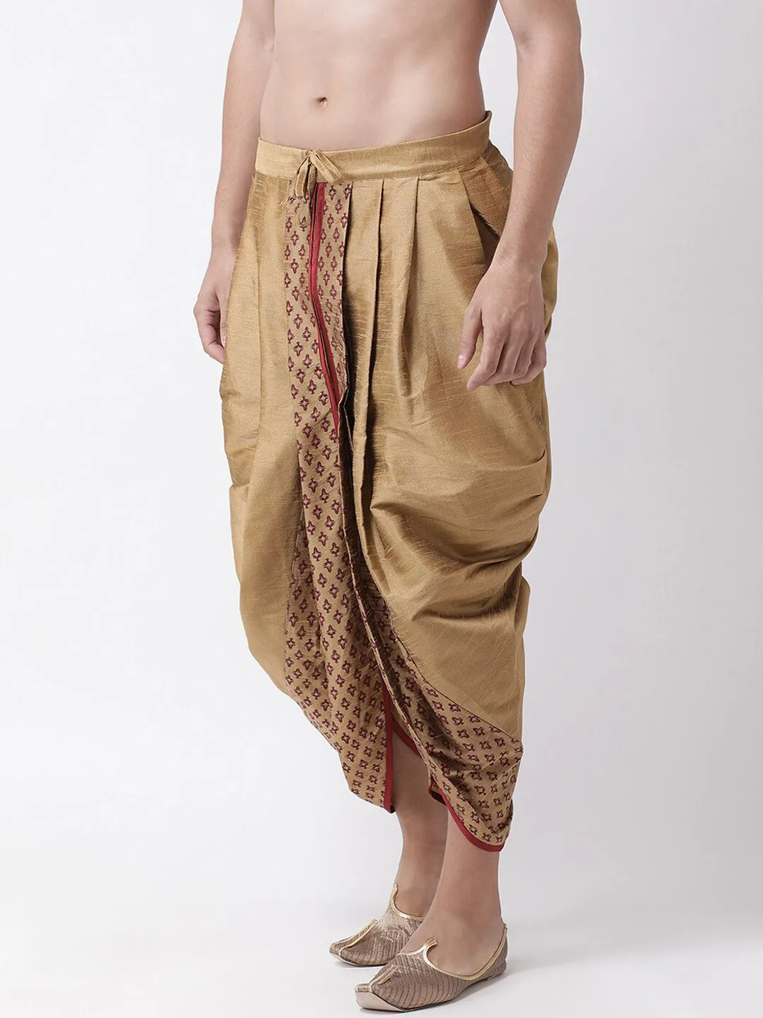 Golden & Maroon Silk Dhoti Pants