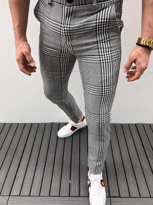 Gray Checkered Slim Fit Casual Pant DJ159 Streetwear Pant