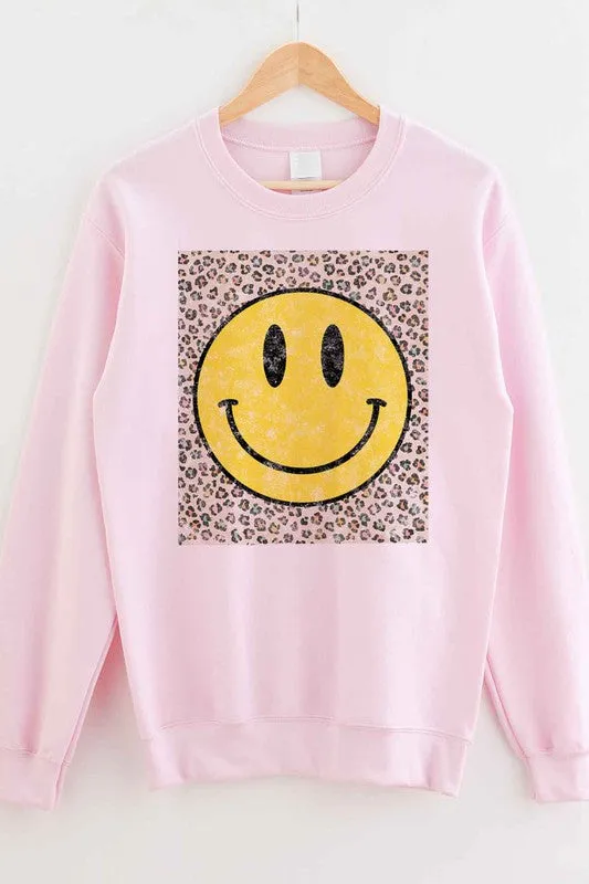 HAPPY LEOPARD GRAPHIC SWEATSHIRT