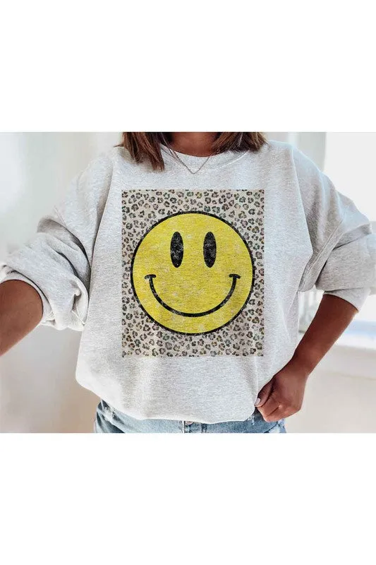 HAPPY LEOPARD GRAPHIC SWEATSHIRT