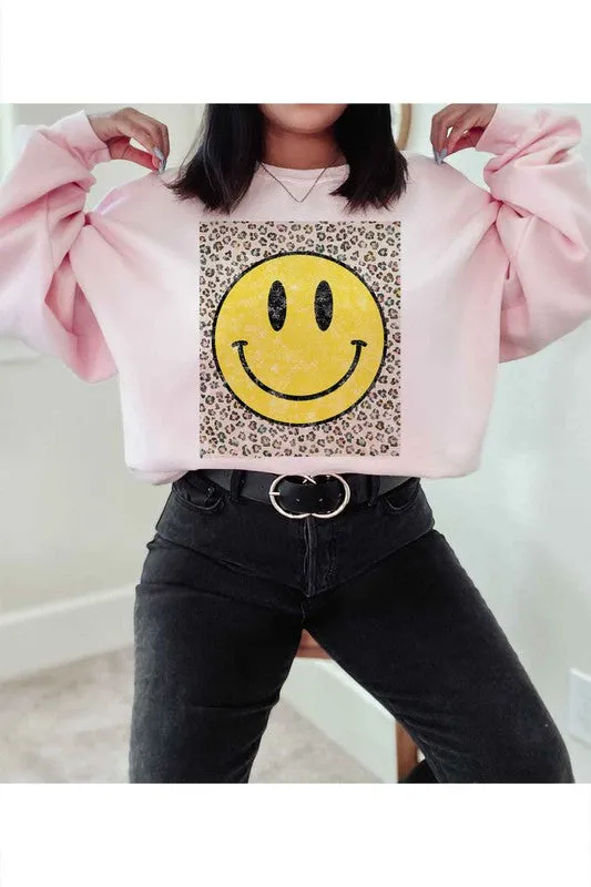 HAPPY LEOPARD GRAPHIC SWEATSHIRT