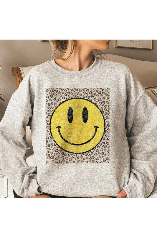 HAPPY LEOPARD GRAPHIC SWEATSHIRT