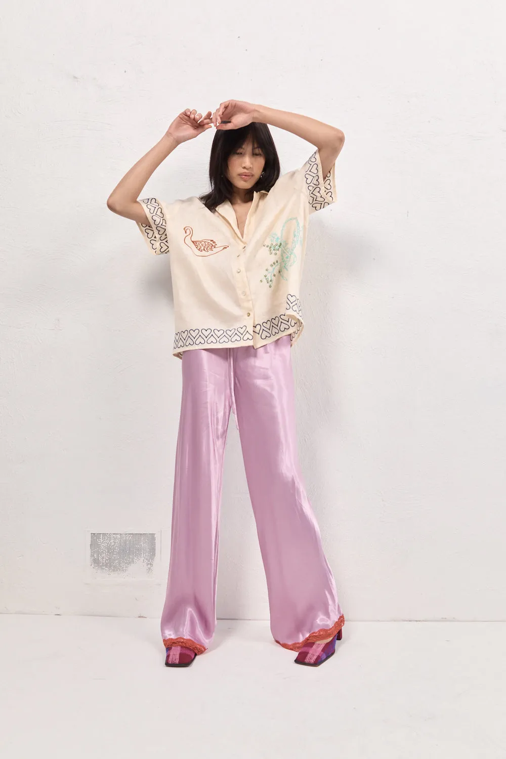 Josefin Satin Pants Lilac