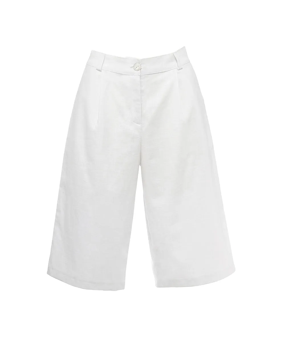 LINEN BERMUDA PANTS - WHITE